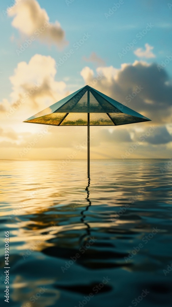 Aufkleber adaptive climate design transformative oceanic umbrella concept - sustainable resilience solution fo