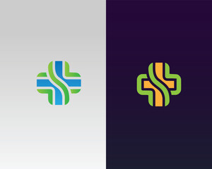 Abstract Medical Cross Logo Design Concept Vector Template.