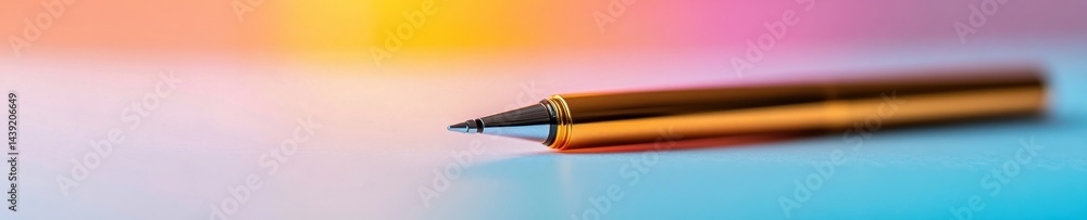 Poster Sleek Precision Meets Digital Authenticity Minimalist Ballpoint Pen on Gradient Backdrop - Professional Signature Capture and Next-Gen Document Verification
