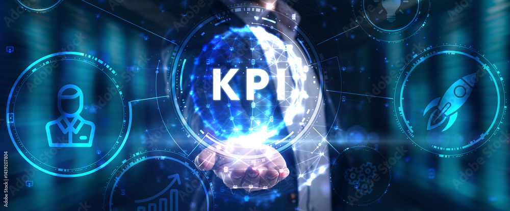 Poster kpi key performance indicator for business concept. business, technology, internet and network conce