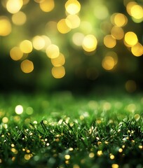 Obraz premium Ethereal Summer Solstice Glow Luminous Green Grass Bokeh for Wellness Lifestyle Branding and Sustainable Event Design