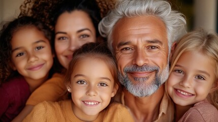 Obraz premium Warm Summer Campground Connections Multi-Generational Family Portrait Celebrating Intergenerational Bonding, Comfort, and Authentic Travel Experiences for Modern Lifestyle Storytelling