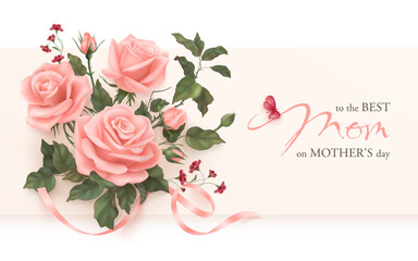 Happy mothers day greeting card with roses