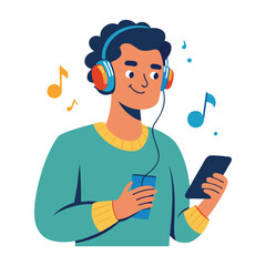 man listening to music vector