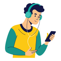 man listening to music vector