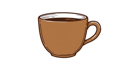 Obraz premium teaming Coffee Cup Clip Art – Cute Hot Drink Illustration 2D cartoon illustration of a steaming coffee cup with soft brown colors, perfect for food menus, coffee shop branding, and hot drink concepts