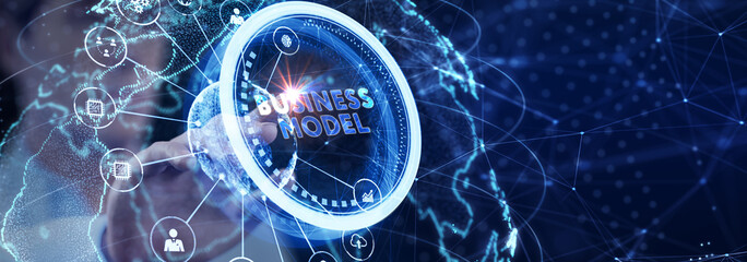 Business, Technology, Internet and network concept. Shows the inscription: BUSINESS MODEL.
