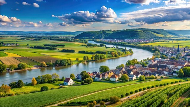 Germersheim Rhine River Scenic View, Germany countryside