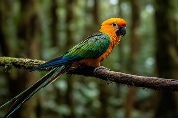 Fototapeta premium exotic parrot species on branch in tropical forest