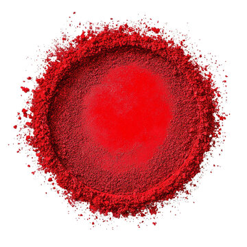 Red pulverized circle with ample copy space, perfect for creative designs or artistic presentations, red pulver circle with copy space isolated on transparent background