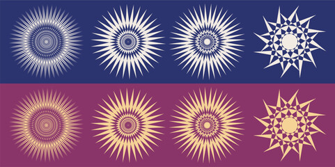 Six colorful geometric patterns suitable for backgrounds, packaging, textiles, stationery, and digital designs with a modern and vibrant look.