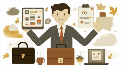 Businessman juggling many tasks