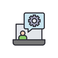 Online consultant colored icons, minimalist vector illustration ,simple transparent graphic element .Isolated on white background