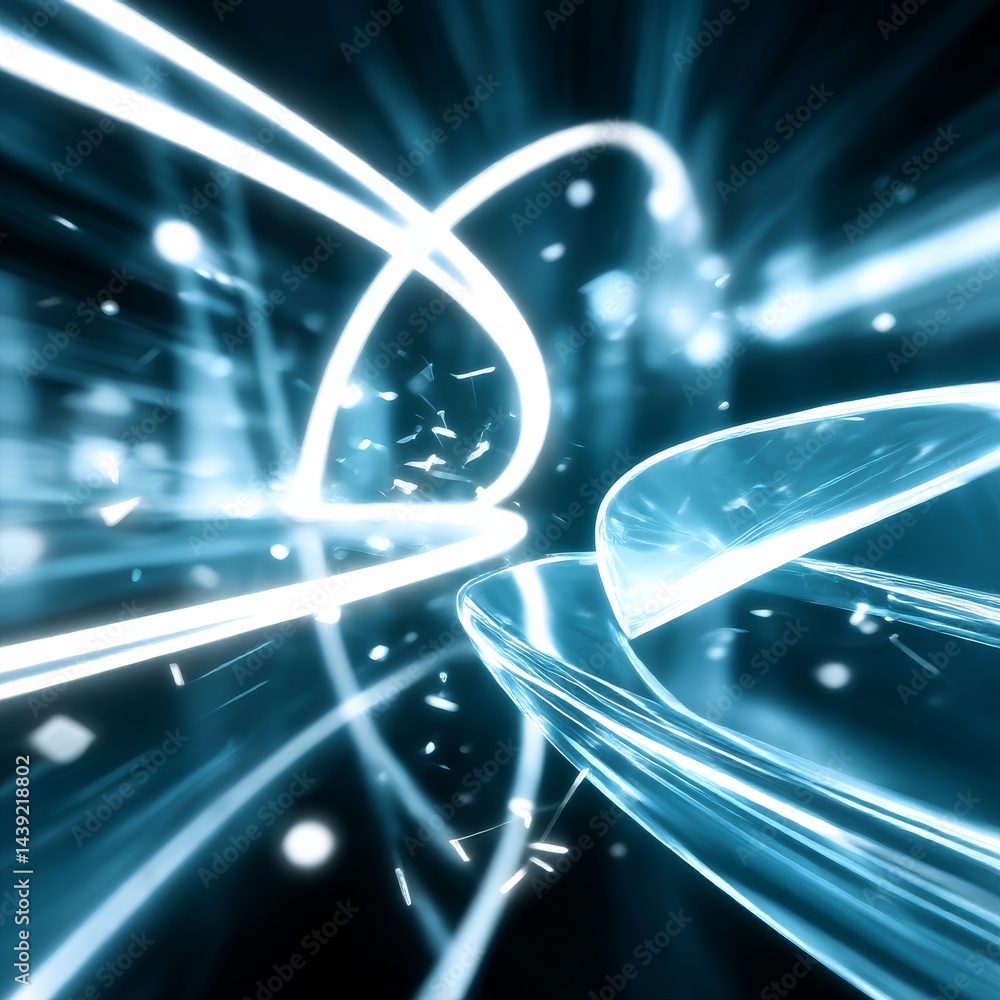 Poster abstract blue energy stream with light effects: a futuristic and dynamic visual experience