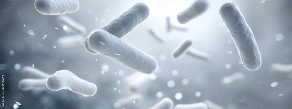 Poster tiny microorganisms thriving in a dynamic environment showcasing their diverse forms and movements