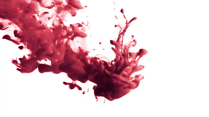 Vibrant abstract image showcases swirling red liquid against white background, creating dynamic and captivating visual experience. fluid motion evokes sense of energy and creativity