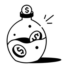 A hand drawn icon depicting financial research 
