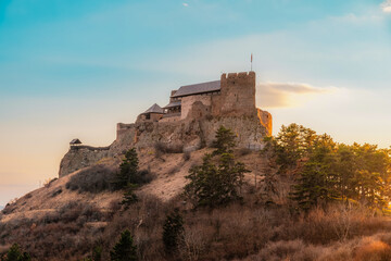Watchtower Boldogko fortress with Boldogkővárallja village near tokaj region in Hungary