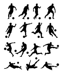 soccer player silhouettes vector collection