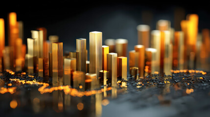 Innovative Cityscape in Gold Tones with Modern Skyscrapers