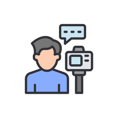 Content creator colored icons, minimalist vector illustration ,simple transparent graphic element .Isolated on white background