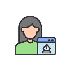 Content creator colored icons, minimalist vector illustration ,simple transparent graphic element .Isolated on white background