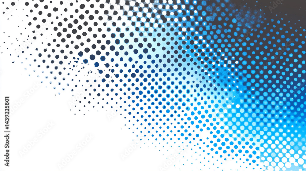 Poster halftone white and blue color pattern with a gradient grunge design in light blue dots, with blue do