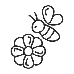 Flower bee icon, Honey symbol outline icon, editable vector illustration and transparent graphic element. Isolated on white background