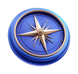 Elegant compass rose with blue background symbolizing navigation and direction, cut out - stock png.