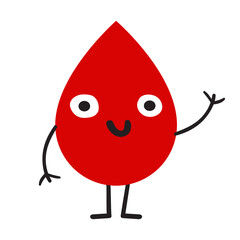 Fototapeta premium Cute little drop of blood. Flat vector design. Hand drawn illustration on white background.