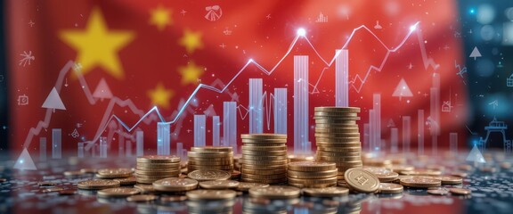 conomic Growth Visual with Currency Stacks and Data Charts Symbolizing Market Expansion, Business Strategy, and Global Investment Dynamics in Modern Finance