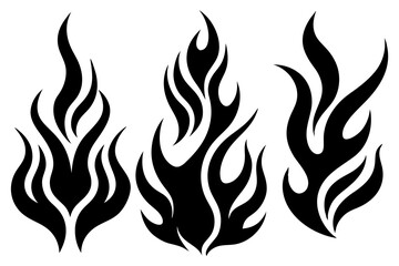 Fiery vector flames design illustration with tribal art elements