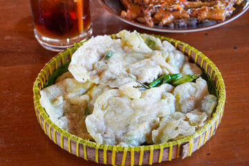 Banjarnegara cuisine, Central Java, Indonesia, captured on April 28, 2025. Traditional dishes rich in local spices and flavors, showcasing the hearty and authentic taste of Indonesian culinary