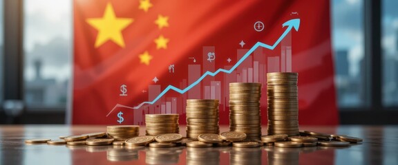 conomic Growth Visual with Currency Stacks and Data Charts Symbolizing Market Expansion, Business Strategy, and Global Investment Dynamics in Modern Finance