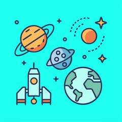 Cosmic Frontiers.  Icon Set for Space Exploration