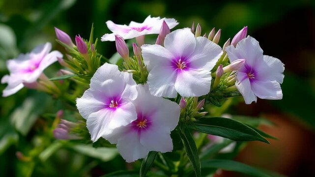 Blooming white and purple flowers thrive in a vibrant garden during springtime