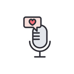 Audio content colored icons, minimalist vector illustration ,simple transparent graphic element .Isolated on white background