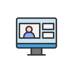 Video content colored icons, minimalist vector illustration ,simple transparent graphic element .Isolated on white background