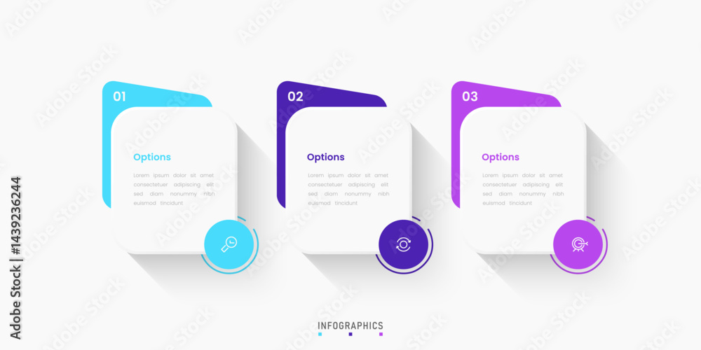 Wall mural vector infographic label design template with icons and 3 options or steps. can be used for process 