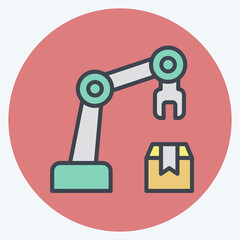 Icon Arm Robot. related to Industry symbol. color mate style. design editable