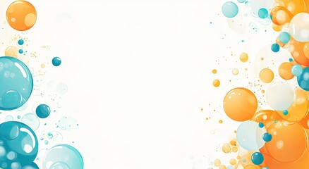 A vibrant display of multicolored, glossy bubbles against a stark white background.