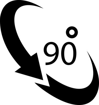Angle 90 degrees icon , Rotation Degree icons Flat vector, geometric mathematical angle radian of 90 rotation arrow symbol, isolated on transparent background, used for mobile app, web page or ui