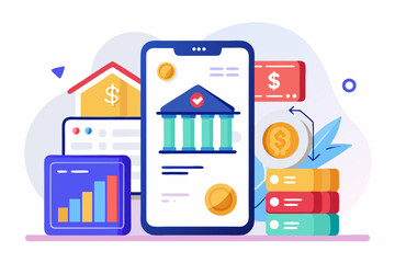 Mobile Banking App Interface With Transaction Hi 1  a vector illustration