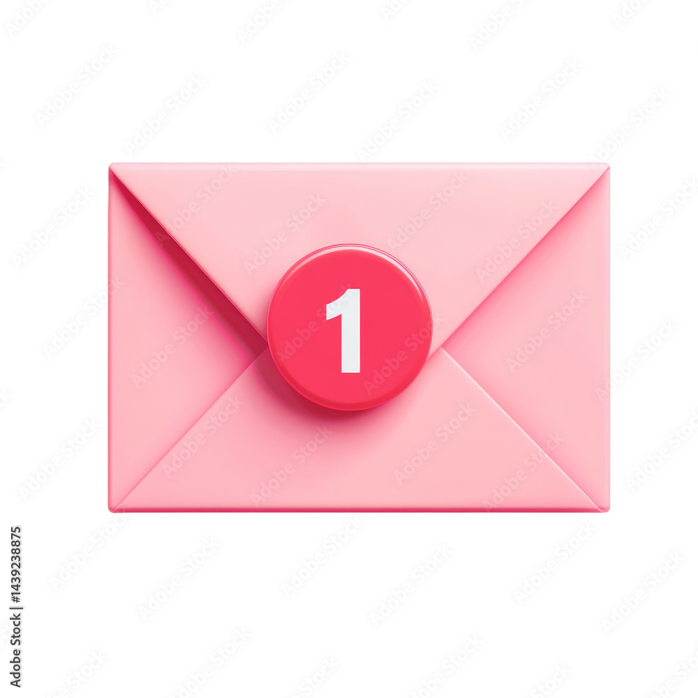 Aufkleber Digital mail notification alert, emphasizing unread message on transparent background