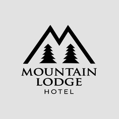 Obraz premium Majestic Peaks Hotel Logo Silhouette Vector
