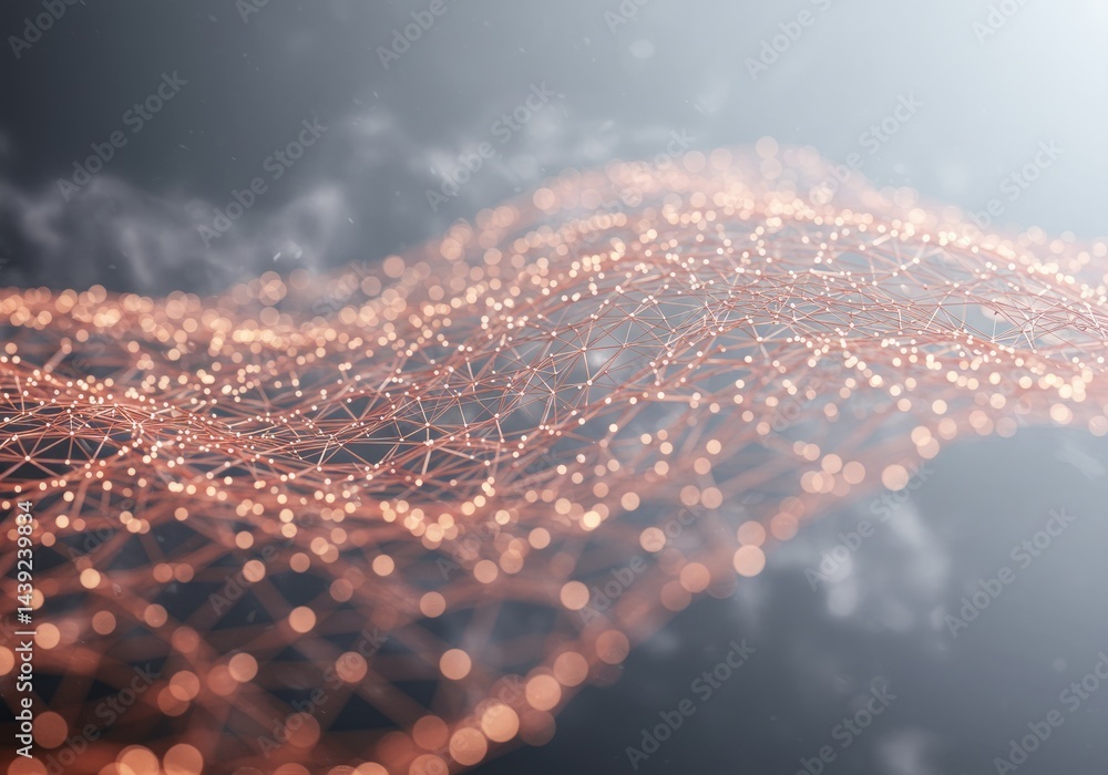 Poster abstract data network illustration with connected dots and lines concept