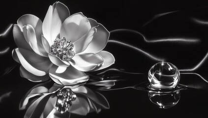 Elegant magnolia flower on satin