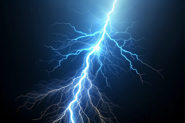 Fototapeta premium Blue lightning with dark background, 3d rendering isolated on white background.