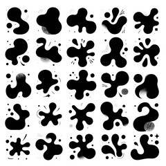 Collection of Abstract Blob Shapes in Black