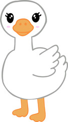 Joyful goose character whimsical setting cartoon illustration playful environment close-up view fun concept